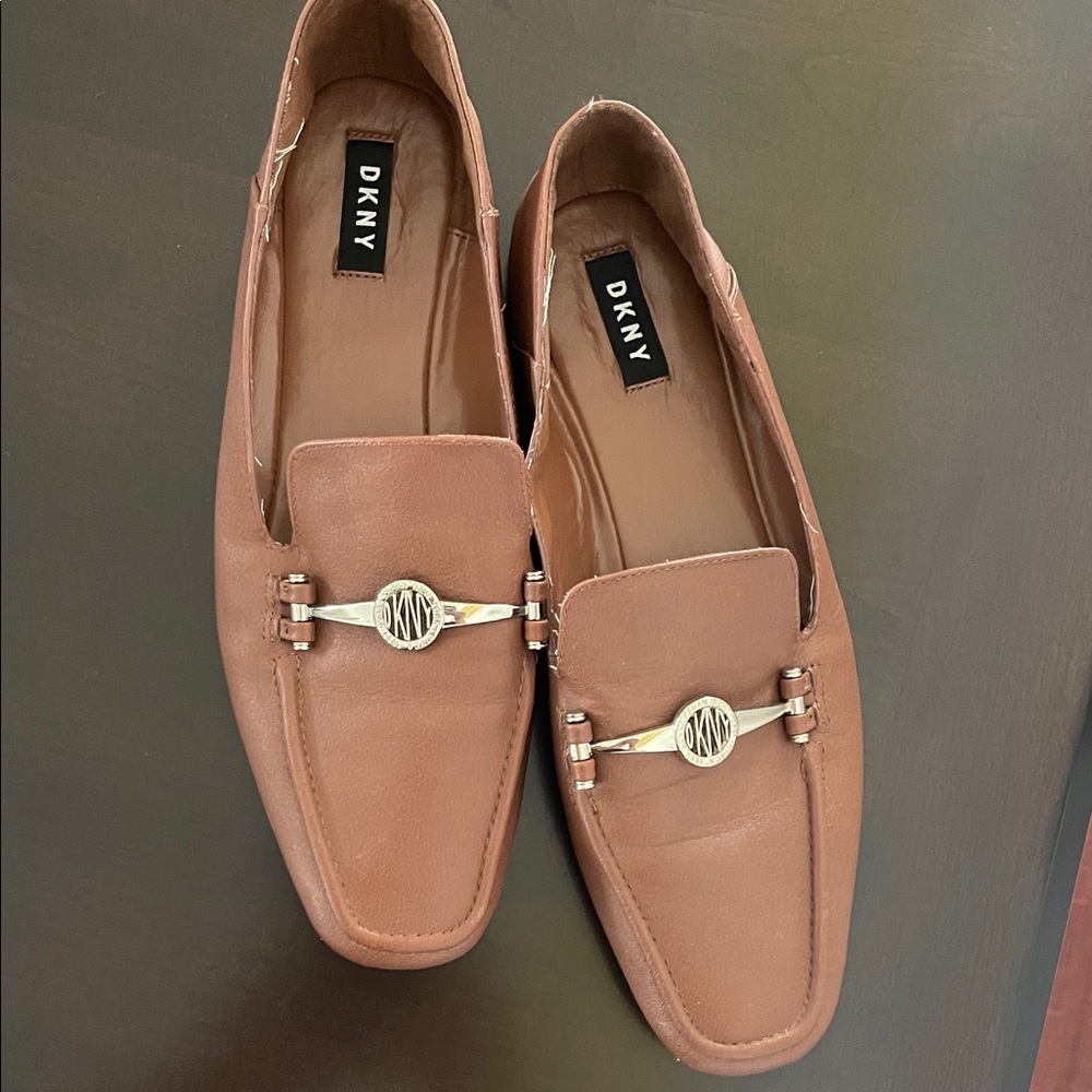 DKNY Tan Leather Loafers